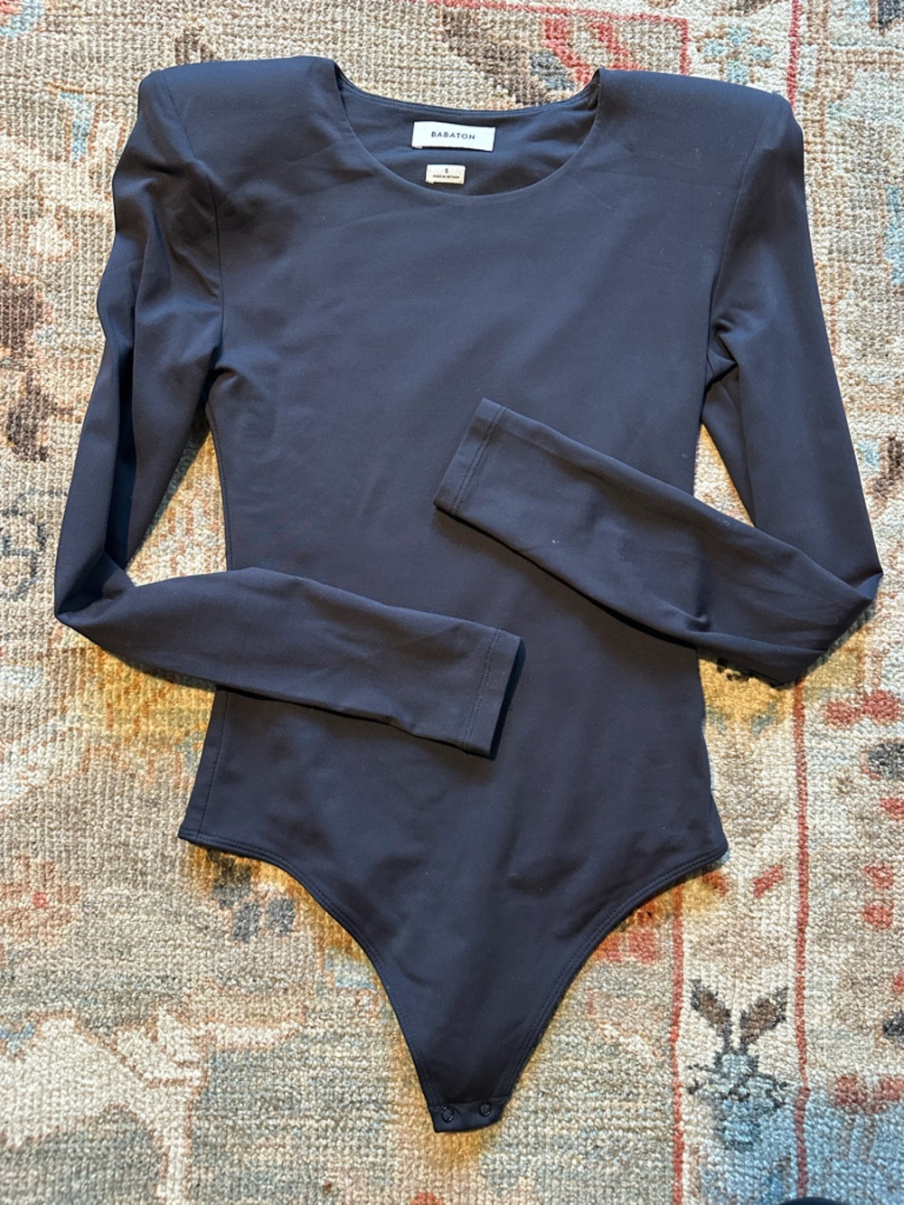 Babaton Black Crewneck bodysuit Long Sleeve Top